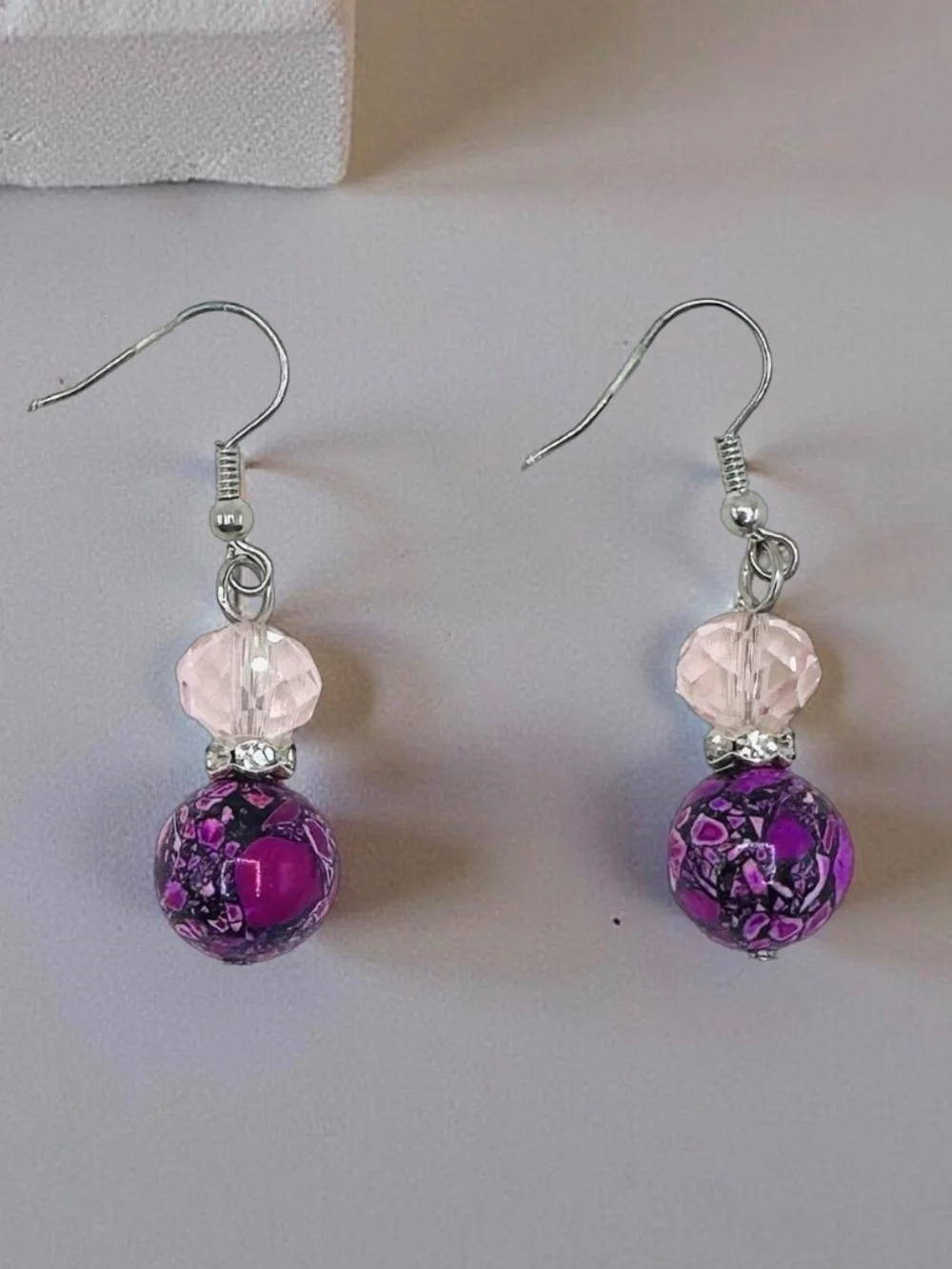 Pink theme Beaded Dangling earrings